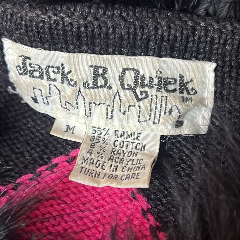 Vintage Jack B Quick Funky Y2K Statement Cardigan Sweater Harlequin Feather M - Picture 4 of 11